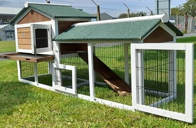 £129.99 • Buy Brown Large Rabbit Hutch Guinea Pig Hutches Run Runs  2 Tier With Night Shutter 