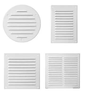 White Metal Air Vent Grille With Fly Screen Flat Ducting Ventilation Cover • £9.89