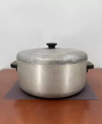 $72 • Buy Vintage Large Covered Cast Aluminum Stock Pot  Handled Soup Pasta Stew Roasts