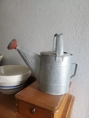 2 Gallon Galvanized Zinc Metal Watering Can With Copper Spray Spout Vintage #8 • $39