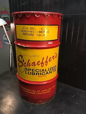 Vintage 15 Gallon Schaeffer's  Oil Drum Gas Station Barrel Waste Oil Empty • $212.50