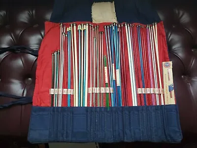 Vintage Grants/Boye 26 Knitting Needle Set & Blue Roll Up Case • $62.76