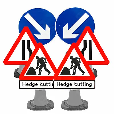 Reflective 'Hedge Cutting' Road Works Cone Sign Package 750mm Signs Chapter 8 • £186.50