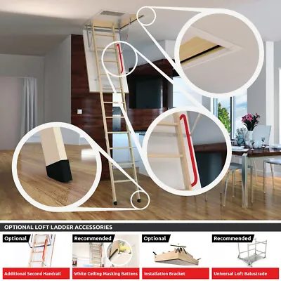 £38 • Buy Accessories For OptiStep Wooden Loft Ladders-2nd Handrail-Balustrade-Ceiling Kit