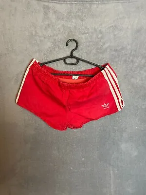 Adidas Vintage Running Shorts Red West Germany Cotton Mens Size S(M) • $55.25