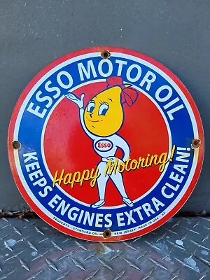 Vintage 1962 Esso Porcelain Sign Standard Oil New Jersey Gas Oil Company 12  Usa • $144.21