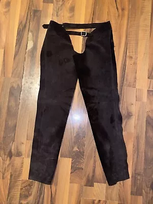 State Line Tack Brown Suede Leather Chaps Size 16 Youth 24'' X 35'' Waist • $35