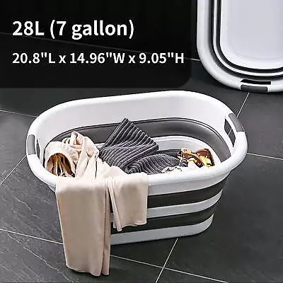 28L Collapsible Plastic Laundry Basket - Foldable Pop Up Storage Container • $27.54