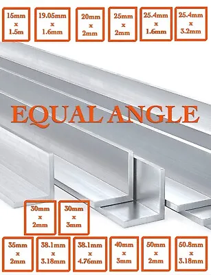 £26.10 • Buy Aluminium EQUAL ANGLE Variations: 15mm - 20mm - 25mm - 30mm - 35mm - 40mm - 50mm
