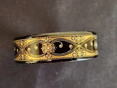 Michaela Frey Black And Gold Bangle Enamel Bracelet - Has Wear See Description • $45