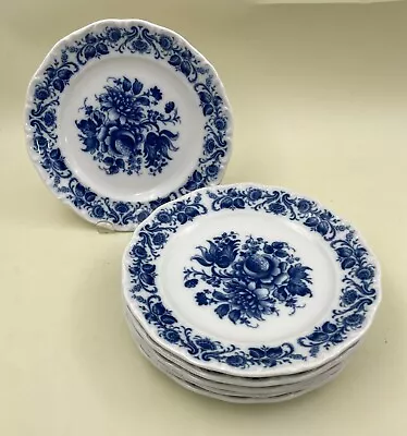 6 RENAISSANCE By Schumann Bavaria 7 3/4  Salad Plates Echt Cobalt Inglasur • $45.99