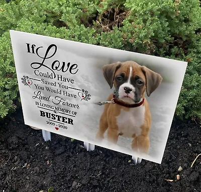 Personalised Pet Dog Grave Marker In Loving Memory Photo Plaque & Stake. • £14.99