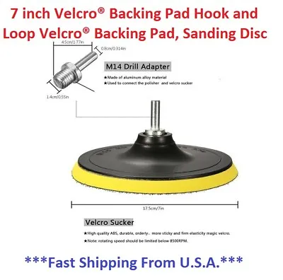 7 Inch Backing Pad Hook And Loop Backing Pad Sanding Disc • $14.99
