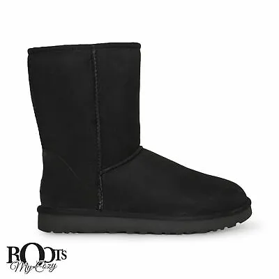 Ugg Classic Short Ii Black Suede Sheepskin Waterproof Womens Boots Size Us 9 New • $87.47