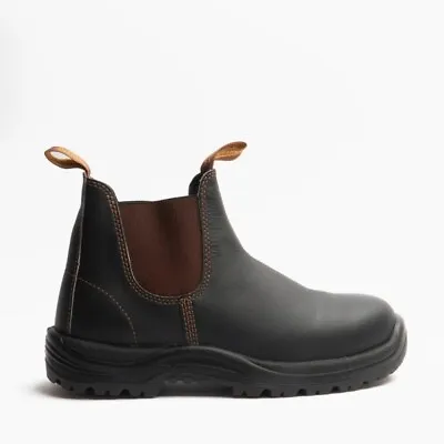 Blundstone 192 Unisex Safety Toe Leather Pull On Dealer Boots Stout Brown • £98.27