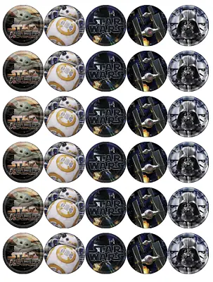 Star Wars And The Mandalorian Edible Cupcake Toppers Wafer Paper Fairy Toppers • £2.70