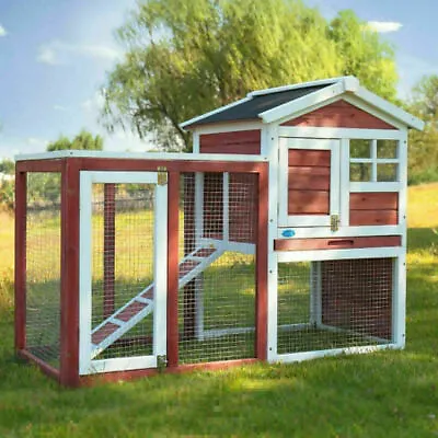 COZIWOW Wooden Rabbit Hutch Cage House Habitat Animal Pet Chicken Coop Outdoor • $109.99