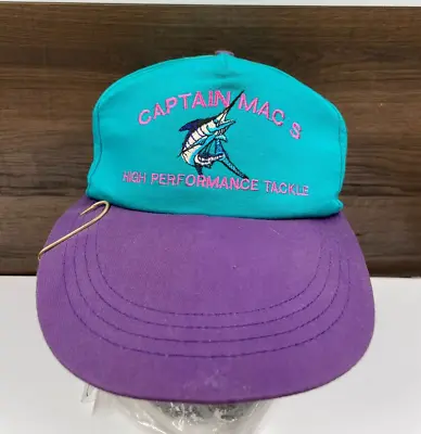 VINTAGE Captain Mac's High Performance Tackle Snapback Hat Fishing Cap Long Bill • $19.99