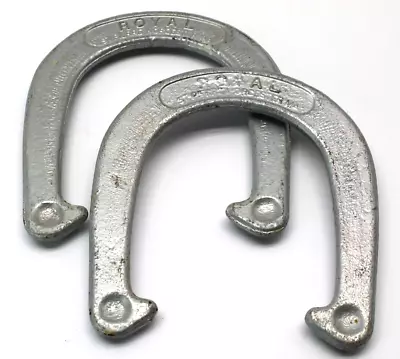 VTG Royal Pitching Horseshoes Lawn Game Set Of 2 Heavy Metal Iron Silver Color • $25.99