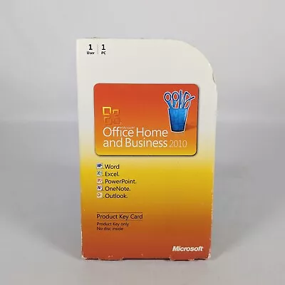 MS Microsoft Office 2010 Home And Business Product Key Card Only No Disc USA  • $14.99