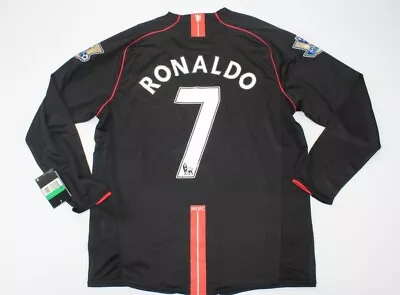 Manchester United Jersey 2007 2008 Shirt Black Long Sleeve Ronaldo Epl Style • $85