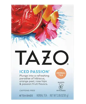 £7.39 • Buy Save £7 Tazo Iced Tea Passion Herbal Tea 6 Tea Bags New