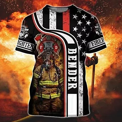 Custom Name Fire Man Firefighter Gift Firefighter Gift Men 3D Tee Firefighter • $24.99