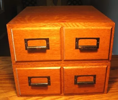 Pair Of Antique Oak Weis Library Card Catalog Cabinet Oak 2 Drawer Files • $200