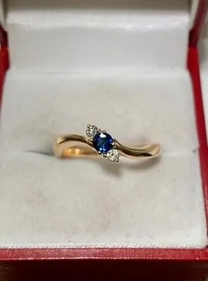 1CT Round Sapphire Lab Created Blue Diamond Women's Ring 14K Yellow Gold Plated • $39.99