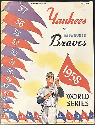 1958 New York Yankees Vs Milwaukee Braves World Series Program-Mantle Hank Aaron • $69.99