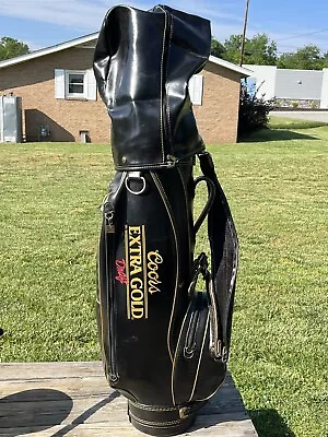 Vintage Ron Miller Pro Model COORS Extra Gold Draft Golf Bag W/ Rain/Club Cover • $225.63