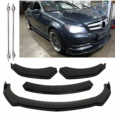 Front Bumper Lips Splitter Spoiler Body Kit +Strut Rods For Bens Black F++ • $69.99