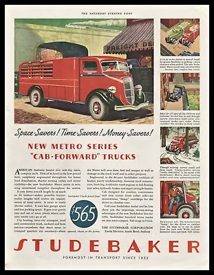 1936 STUDEBAKER Cab Forward Red Freight Hauling Truck Vintage AD • $10.99