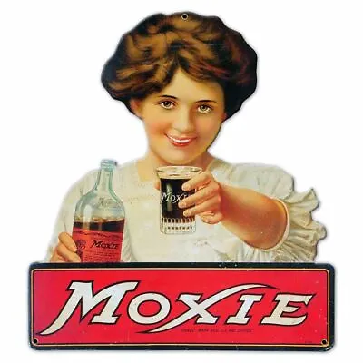 Moxie Soda Pop Young Girl 15  Tall Heavy Duty Usa Made Metal Clean Adv Sign • $82.50