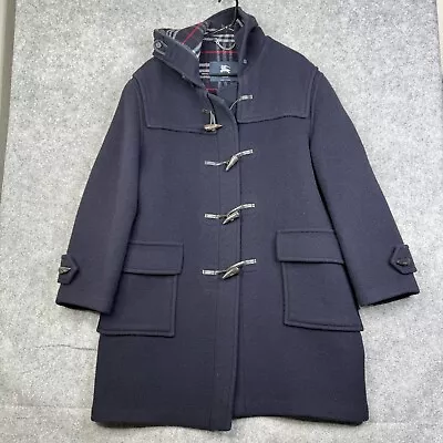 Burberry London Duffle Coat Blue Wool Peacoat Hooded Large Regular • $380