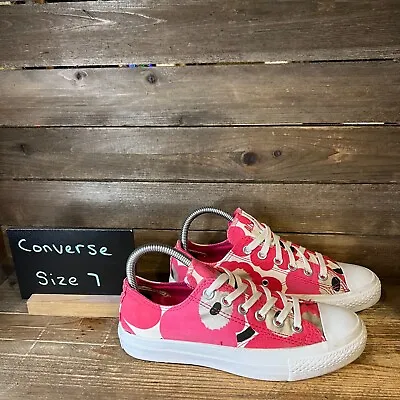 Womens Converse X Marimekko All Star Ox Low Pink Lace Up Shoes Sneakers Size 7 M • $39.99