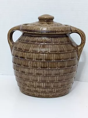 Vintage Cookie Jar Covered Crock Monmouth Western Pottery Co. Cedar Shingle • $50