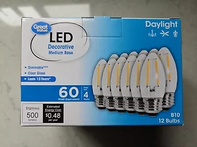 12 PACK LED 60W = 4 W Daylight Dimmable 60 Watt Equivalent 5000K B 10 12 Bulbs • $22