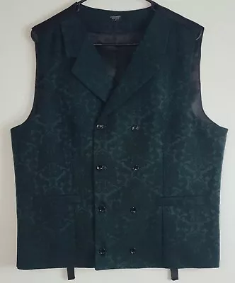 Coofandy Mens Unique Double Breasted 4 Button Up Vest Size M Hunter Green &Black • $43