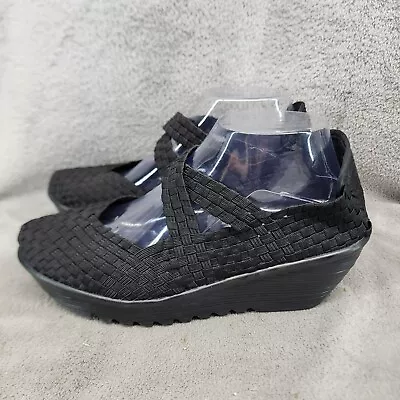 Bernie Mev Shoes Womens Size EU 40 US 9 Black Woven Platform Wedge Mary Jane • $29