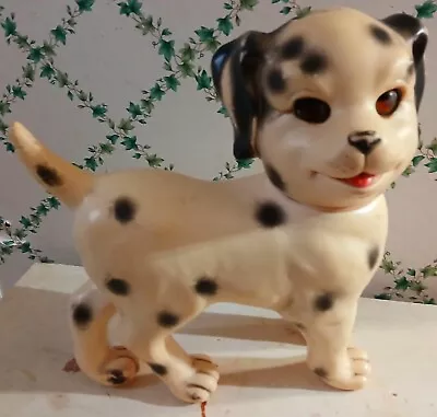 RARE VINTAGE LG 1961 SUN RUBBER DALMATION DOG ADORABLE EYES👀OPEN+CLOSE W/FLAW🤕 • $11.99