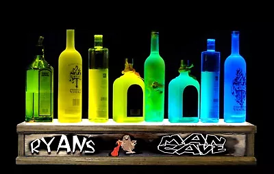 2' LIGHTED LIQUOR BOTTLE DISPLAY Color MAN CAVE BAR SIGN BUILT IN PERSONALIZED • $74.52