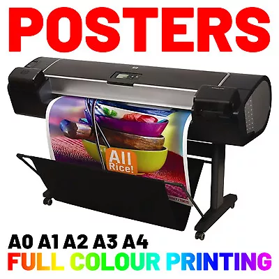 Poster Printing Custom Full Colour Prints A0 A1 A2 A3 A4 120gsm Matt Paper • £12.95