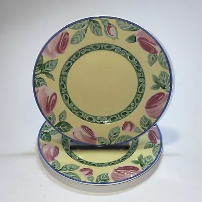 Villeroy & Boch Switch Summerhouse A Rose Plates Set Of 2 Yellow Pink 8.5” Clean • $28.89