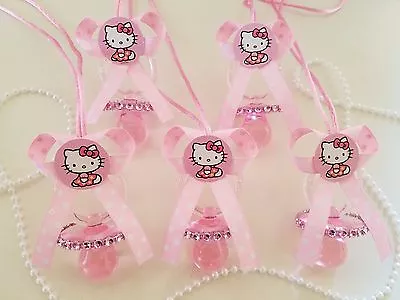 12 Hello Kitty Pink Pacifier Necklaces Baby Shower Game Favors Prizes~Girl Decor • $17.99