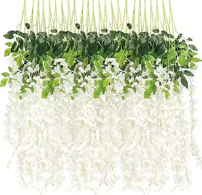 EZFLOWERY 24 Pack 3.6 Feet Artificial Wisteria Vine Hanging Flowers Garland Silk • $23.99