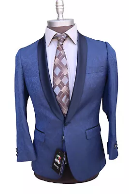 NWT Tazio Italy Blue Tuxedo Smoking Dinner Jacket Blazer Men’s SZ 36S • $69.99