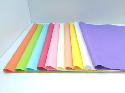 10 SHEETS TISSUE PAPER MIXED PASTL COLOURS 50x75cm TOP QUALITY BIODEGADABL   • £2.99