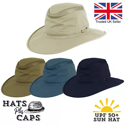 UPF 50+ Aussie Style Sun Hat Fedora Bush Safari Summer Wide Brim Air-Flow T6 UV • £26.99