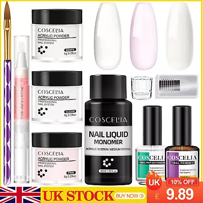 Acrylic Nail Kit Acrylic Powder Liquid Monomer Nail Primer Prep Set Manicure Art • £9.89